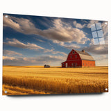 Large abstract wall art of Nebraska scenery on acrylic glass, with muted earth tones, ideal for dining room decor.