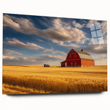 Large abstract wall art depicting a Nebraska landscape in muted earth tones on acrylic glass.
