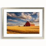 Textured abstract art print depicting a Nebraska landscape in muted earth tones, framed in silver.