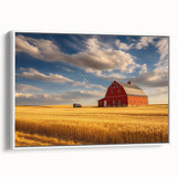 Vintage poster art of Nebraska scenery on white framed canvas, featuring colorful art in a large format.