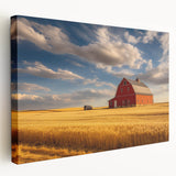 Side view of a stretched canvas depicting a Nebraska landscape in muted earth tones, suitable for kitchen wall art.