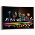 Black and white framed canvas of Las Vegas landscape, ideal for bedroom wall art.