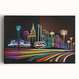 Black and white large art print of Las Vegas skyline on stretched canvas, ideal for kitchen wall art.