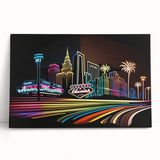 Black and white photo of the Las Vegas skyline on stretched canvas, ideal for kitchen wall art.