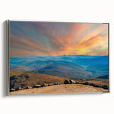 Framed canvas of a New Hampshire landscape in colorful art style, ideal for living room decor.