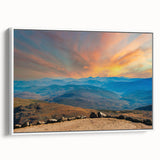 Vintage poster art of a New Hampshire landscape on a framed canvas, featuring a palette of earthy tones.