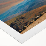 Art deco poster of New Hampshire scenery in muted earth tones on rolled canvas, suitable for dining room wall art.