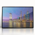 Large abstract wall art depicting a colorful New Jersey scenery on a black framed acrylic.