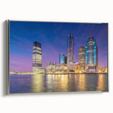 Framed canvas depicting a vintage New Jersey landscape in muted black and colorful hues, ideal for living room decor.