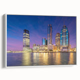 Vintage poster art of New Jersey scenery on extra large framed canvas, featuring colorful art with predominant black tones.