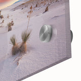 Large abstract wall art depicting New Mexico scenery in mid-century modernist style on acrylic glass.