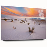 Large abstract wall art of New Mexico scenery in muted earth tones on acrylic glass.