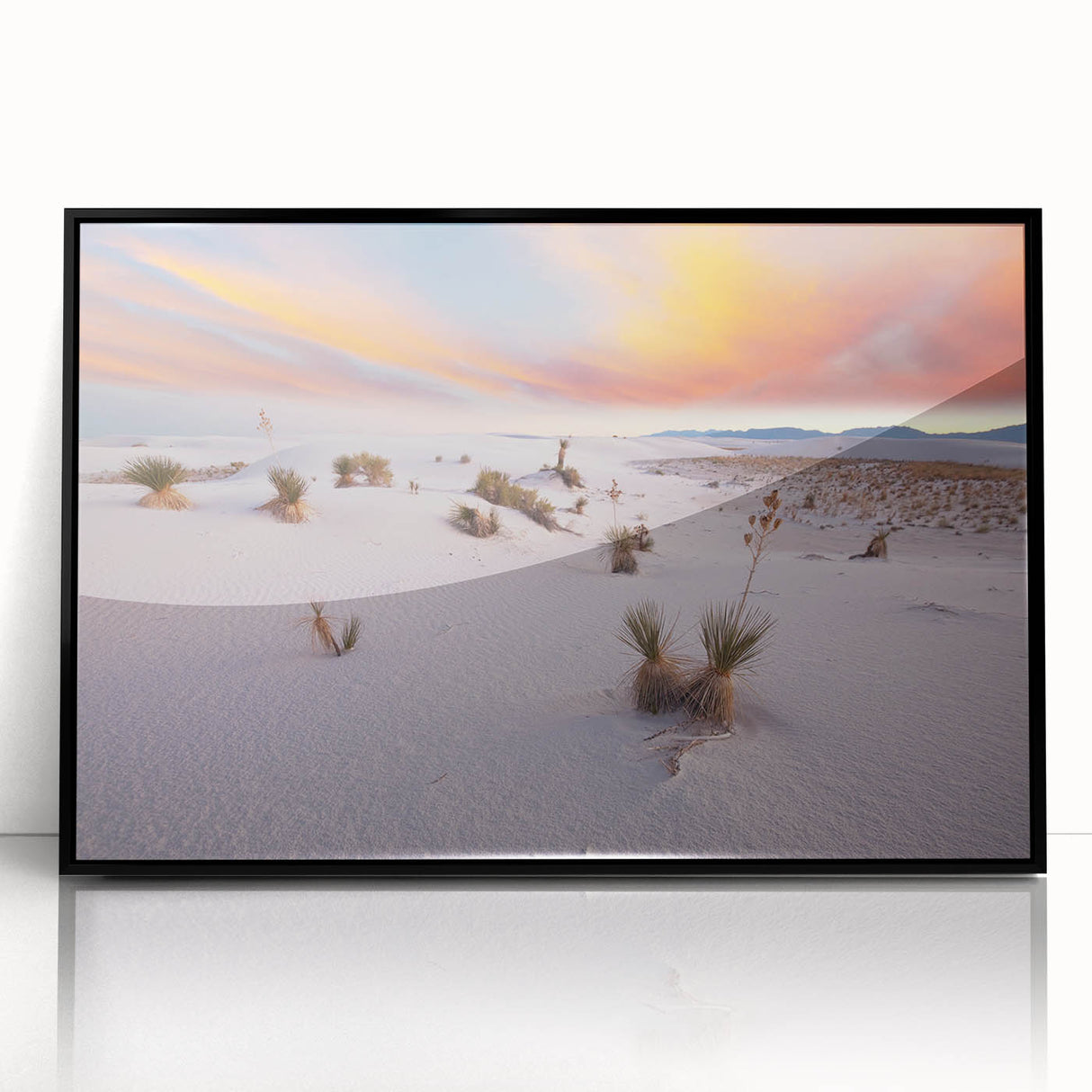 Large abstract wall art depicting New Mexico scenery in muted earth tones on a framed acrylic.