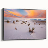 Black and white landscape art painting of New Mexico on framed canvas, suitable for bedroom decor.