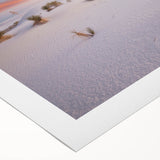 Art deco poster of New Mexico scenery in muted earth tones on rolled canvas, suitable for dining room wall art.