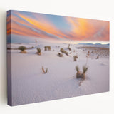 Large art of New Mexico scenery on stretched canvas, featuring earthy tones and realistic style.