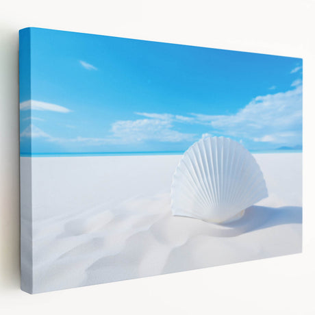 White Sands National Park landscape on stretched canvas, featuring soft beige and light blue tones.