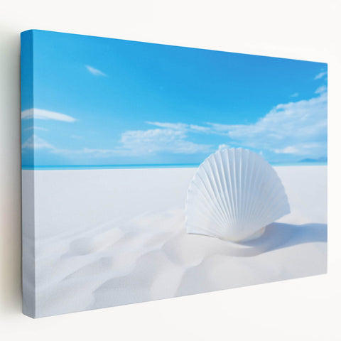White Sands National Park landscape on stretched canvas, featuring soft beige and light blue tones.