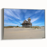 Framed canvas of a vintage-style Outer Banks landscape with muted colors, ideal for coastal-themed decor.