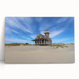 Black and white stretched canvas of Outer Banks scenery, suitable as large kitchen wall art or for bedroom decor.