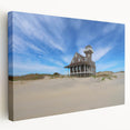 Large art depicting the Outer Banks, North Carolina, in muted earth tones on stretched canvas, suitable for kitchen wall art.