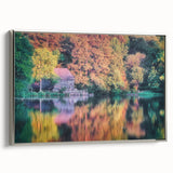 Raleigh, North Carolina landscape art painting on silver-framed canvas, featuring colorful vintage-style imagery.