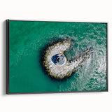 Black and white framed canvas of Long Island landscape, ideal for bedroom wall decor.