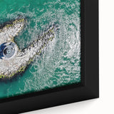 Extra large framed canvas featuring a textured depiction of Long Island, NY in black with colorful accents.