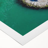 Art deco poster featuring Long Island, NY scenery in muted blue and gray tones on rolled canvas.