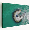 Large art print of Long Island scenery in muted green and blue tones on stretched canvas, ideal for kitchen wall art.