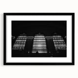Abstract art print of NYC's Grand Central in vibrant colors on a large framed canvas, ideal for living room decor.
