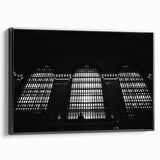 Black and white vintage poster art of NYC Grand Central, framed canvas, ideal for bedroom wall decor.