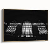 Framed canvas of vintage poster art depicting New York City's Grand Central Station in black and gold tones.