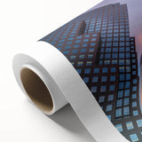 Art Deco style poster of Manhattan skyline in monochrome shades on rolled canvas.