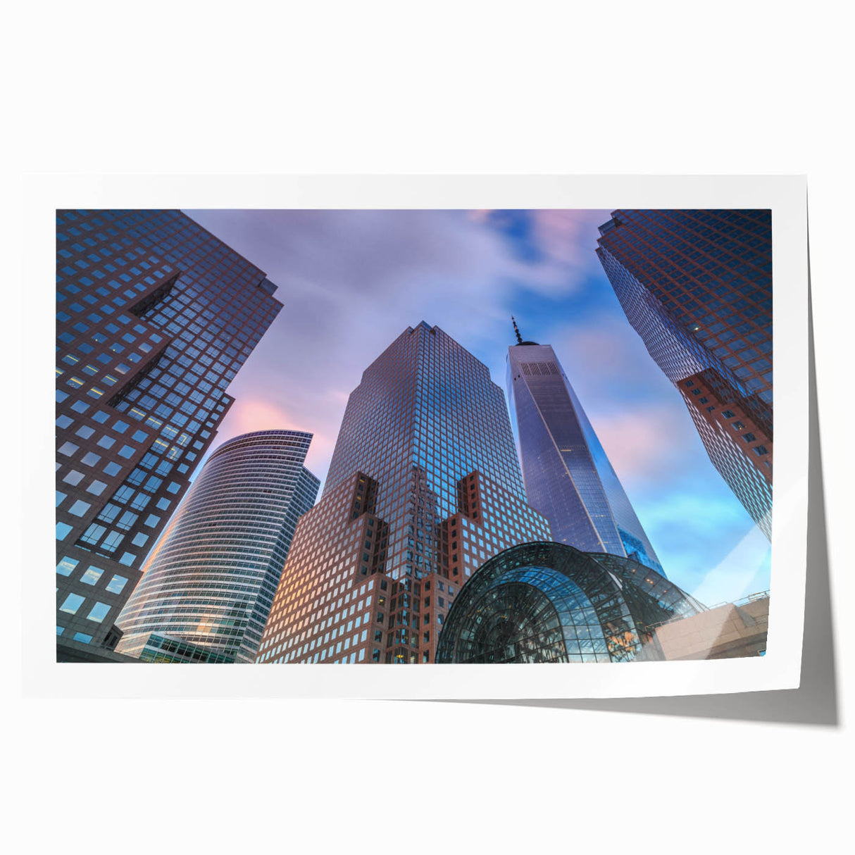Extra large rolled print of Manhattan skyline in muted gray tones, ideal for art wall dining room.