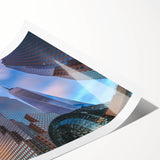 Extra large rolled print featuring line art flowers over a Manhattan skyline, in black and white.