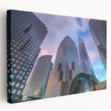 Black and white print of Manhattan skyline on large stretched canvas, ideal for kitchen wall art or bedroom decor.