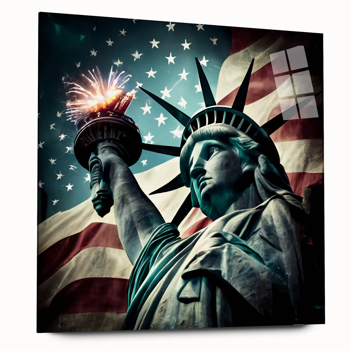 Acrylic print of the Statue of Liberty with a muted color palette, ideal for bedroom or dining room art.