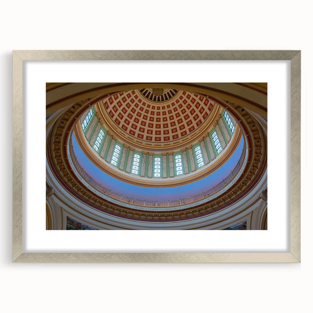 Textured art depicting abstract scenery in muted earth tones on a silver-framed mat, suitable for bedroom decor.