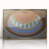 Mid-century modernist style large art print of Oklahoma scenery in muted earth tones on framed acrylic.