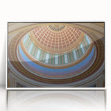 Art deco poster of Oklahoma scenery in muted earth tones on a framed acrylic, suitable for modern art wall decor.