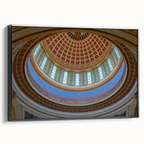 Framed canvas of a black and white vintage poster featuring the Oklahoma landscape, ideal for bedroom wall decor.