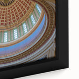 Extra large framed canvas featuring a textured depiction of the Oklahoma landscape in black with colorful accents.