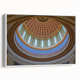 Vintage poster art of Oklahoma scenery, featuring colorful art on extra large white-framed canvas.