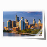 Rolled print of Philadelphia scenery with muted earth tones, ideal for art wall dining room.
