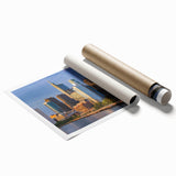 Rolled print of Philadelphia scenery in soft pastel shades, ideal for classy bathroom wall art.
