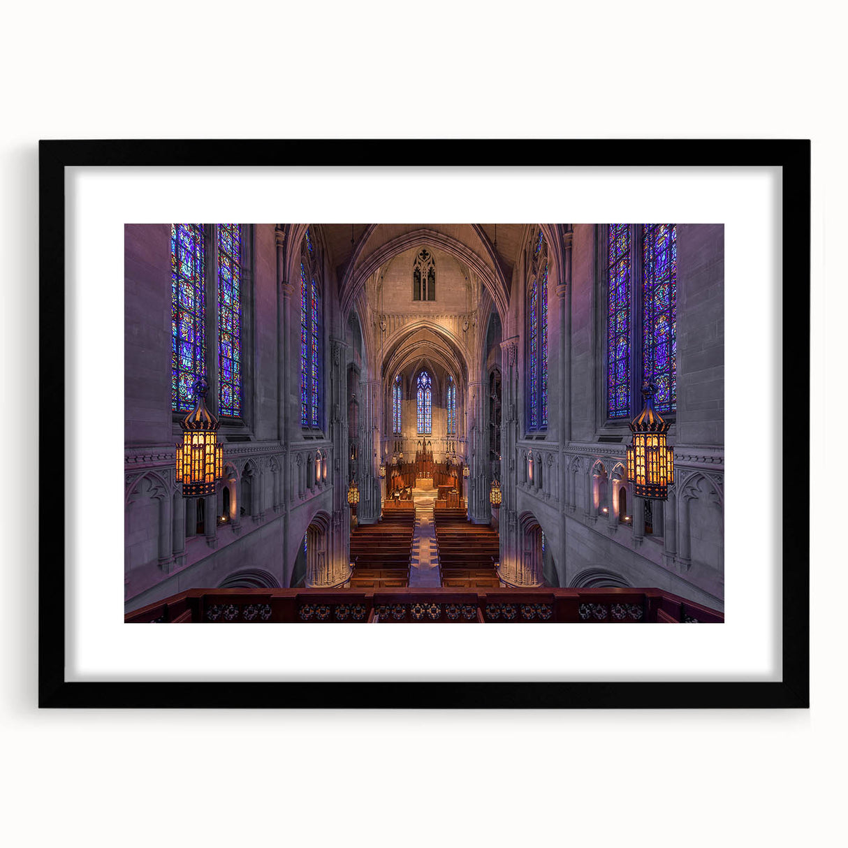 Colorful abstract art print of Pittsburgh skyline in vibrant hues on a large framed canvas, ideal for living room decor.
