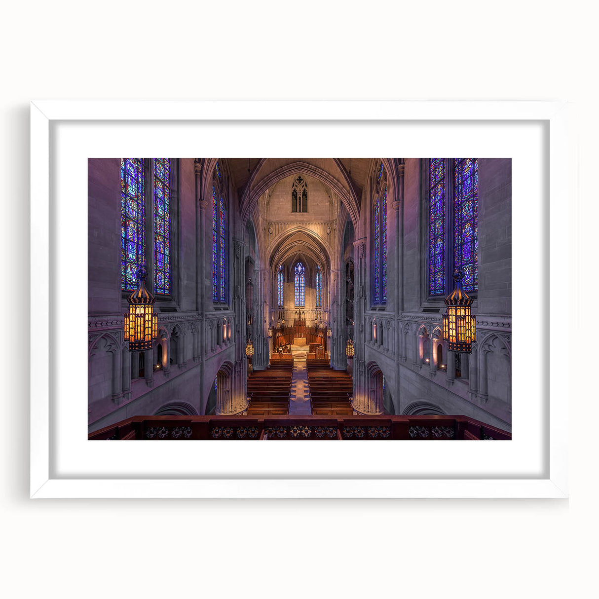 Abstract art print of Pittsburgh skyline in muted gray and blue tones on a framed white mat, ideal for dining room decor.