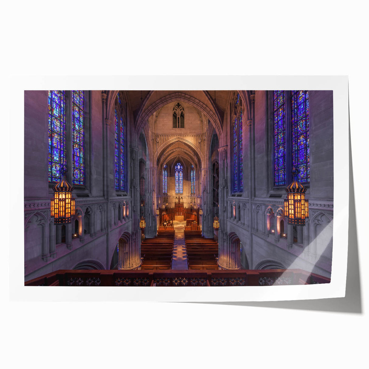 Panoramic view of Pittsburgh skyline in muted colors on a rolled print, suitable for art wall dining room.