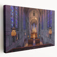 Panoramic view of Pittsburgh skyline in muted blue and gray tones on stretched canvas, suitable for kitchen wall art.